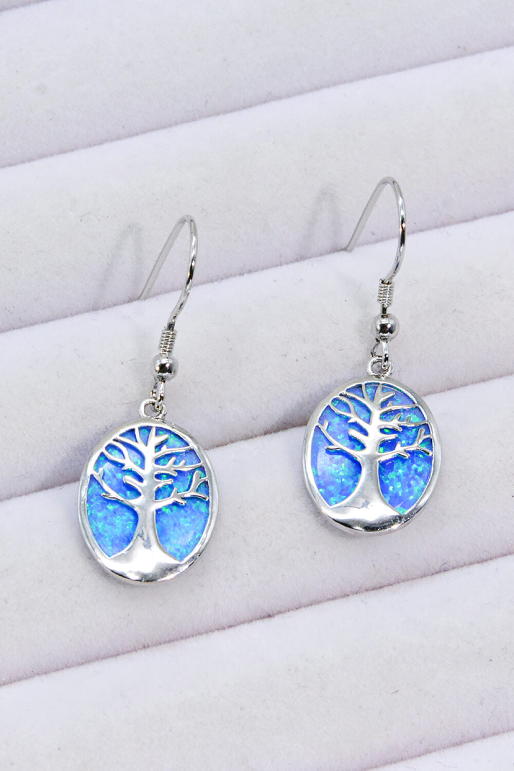 Opal Blue Platinum-Plated Drop Earrings The Stout Steer