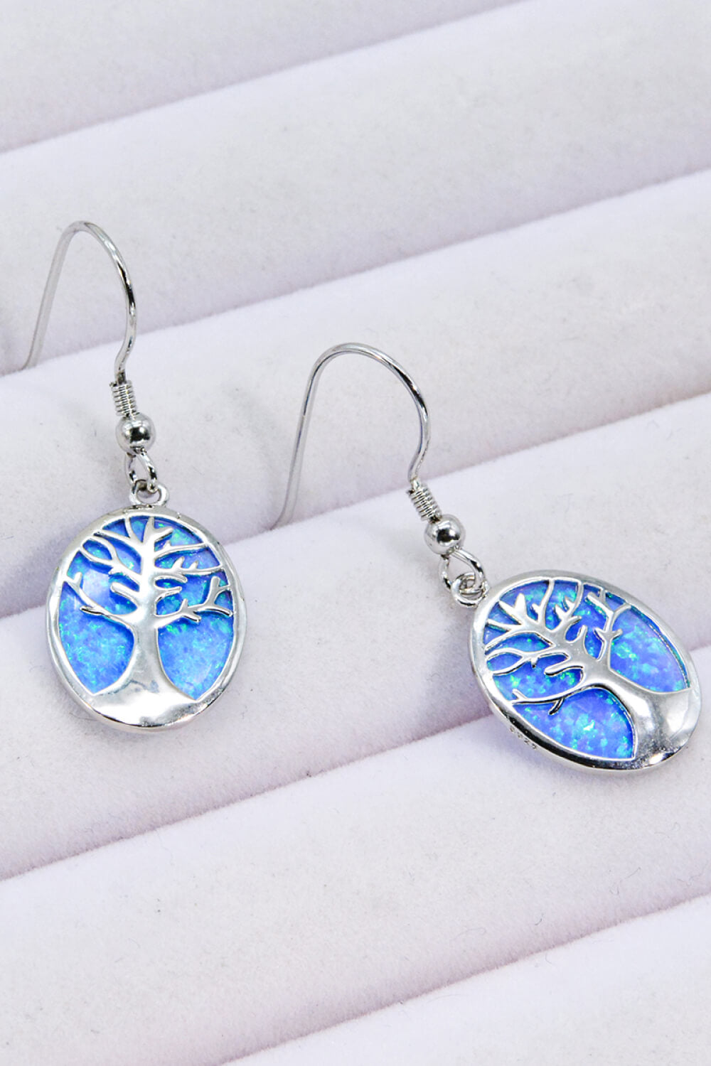 Opal Blue Platinum-Plated Drop Earrings The Stout Steer