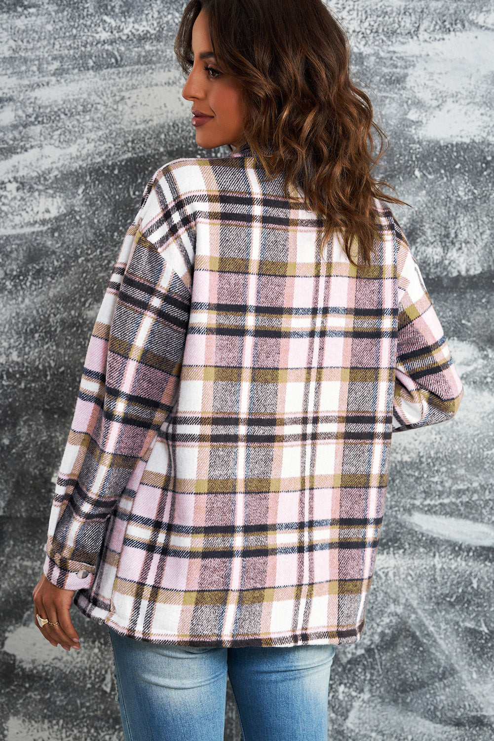Plaid Button Front Shirt Jacket with Breast Pockets The Stout Steer