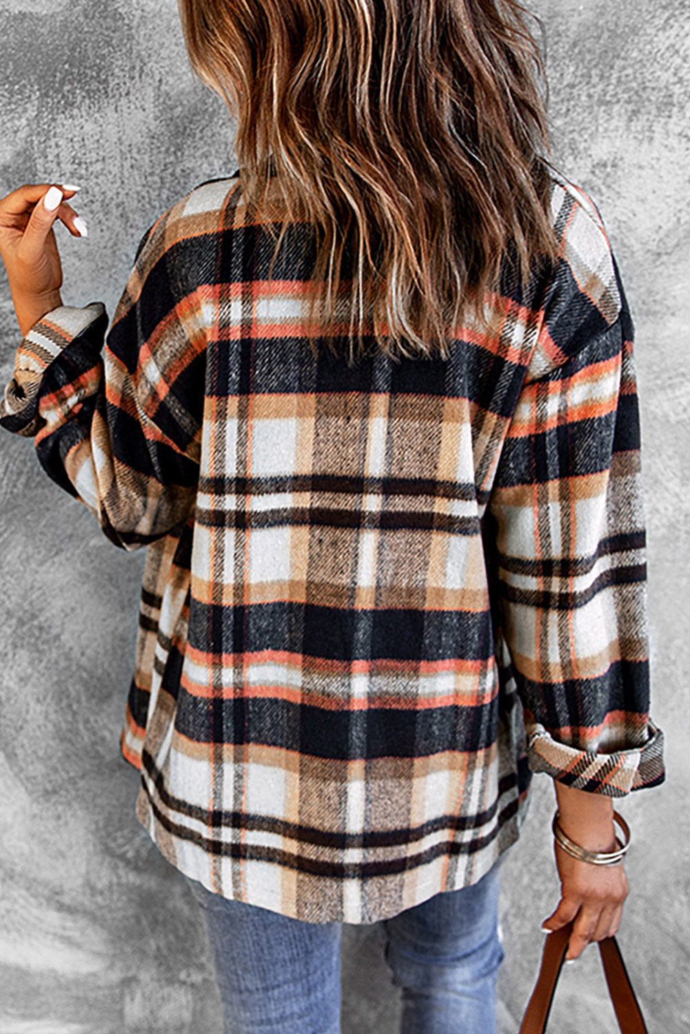 Plaid Button Front Shirt Jacket with Breast Pockets The Stout Steer