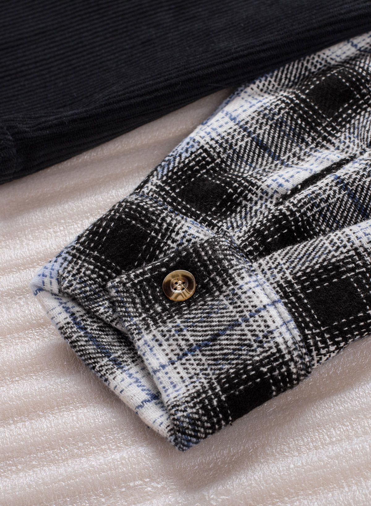 Plaid Color Block Dropped Shoulder Corduroy Shacket The Stout Steer