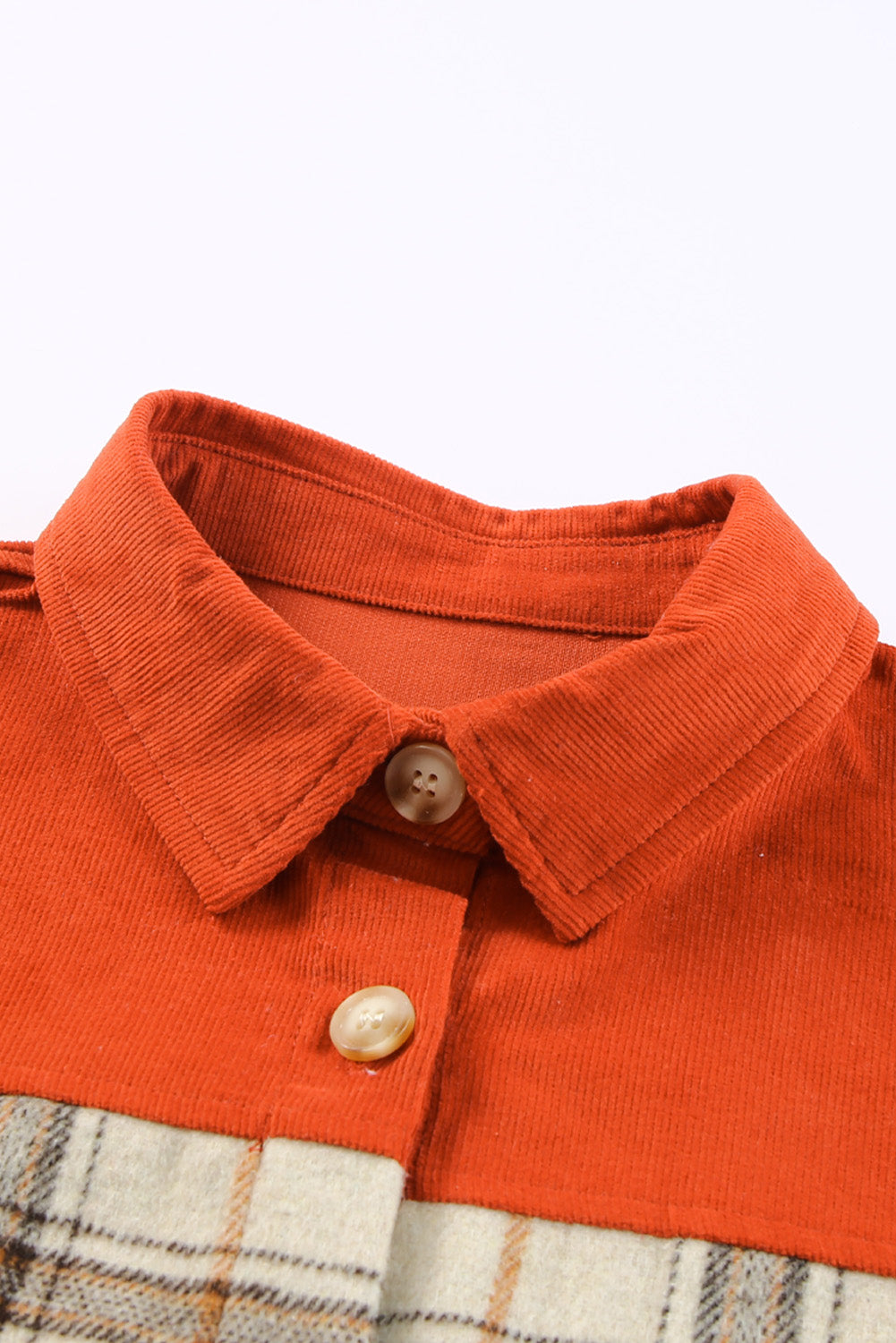 Plaid Contrast Corduroy Shacket The Stout Steer