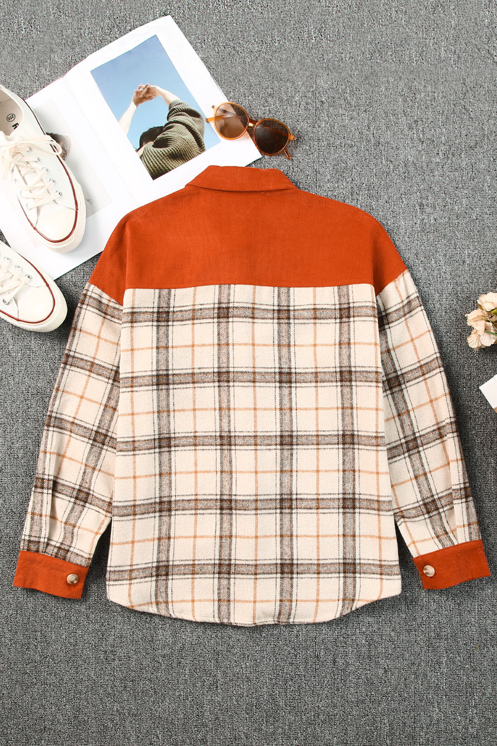 Plaid Contrast Corduroy Shacket The Stout Steer