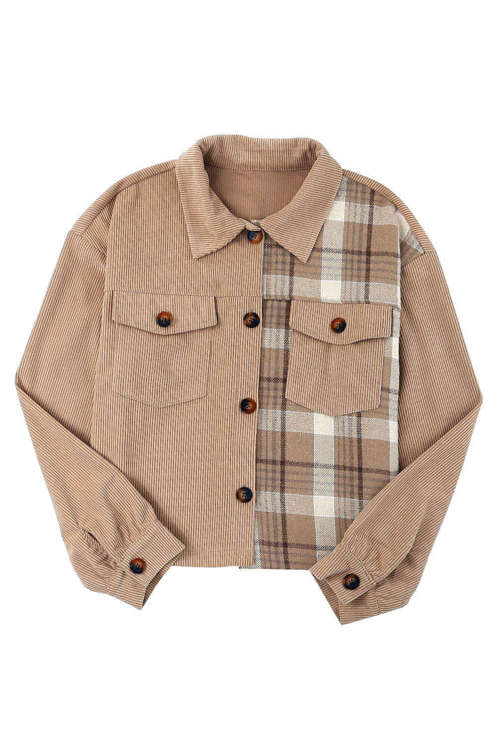 Plaid Corduroy Dropped Shoulder Jacket The Stout Steer