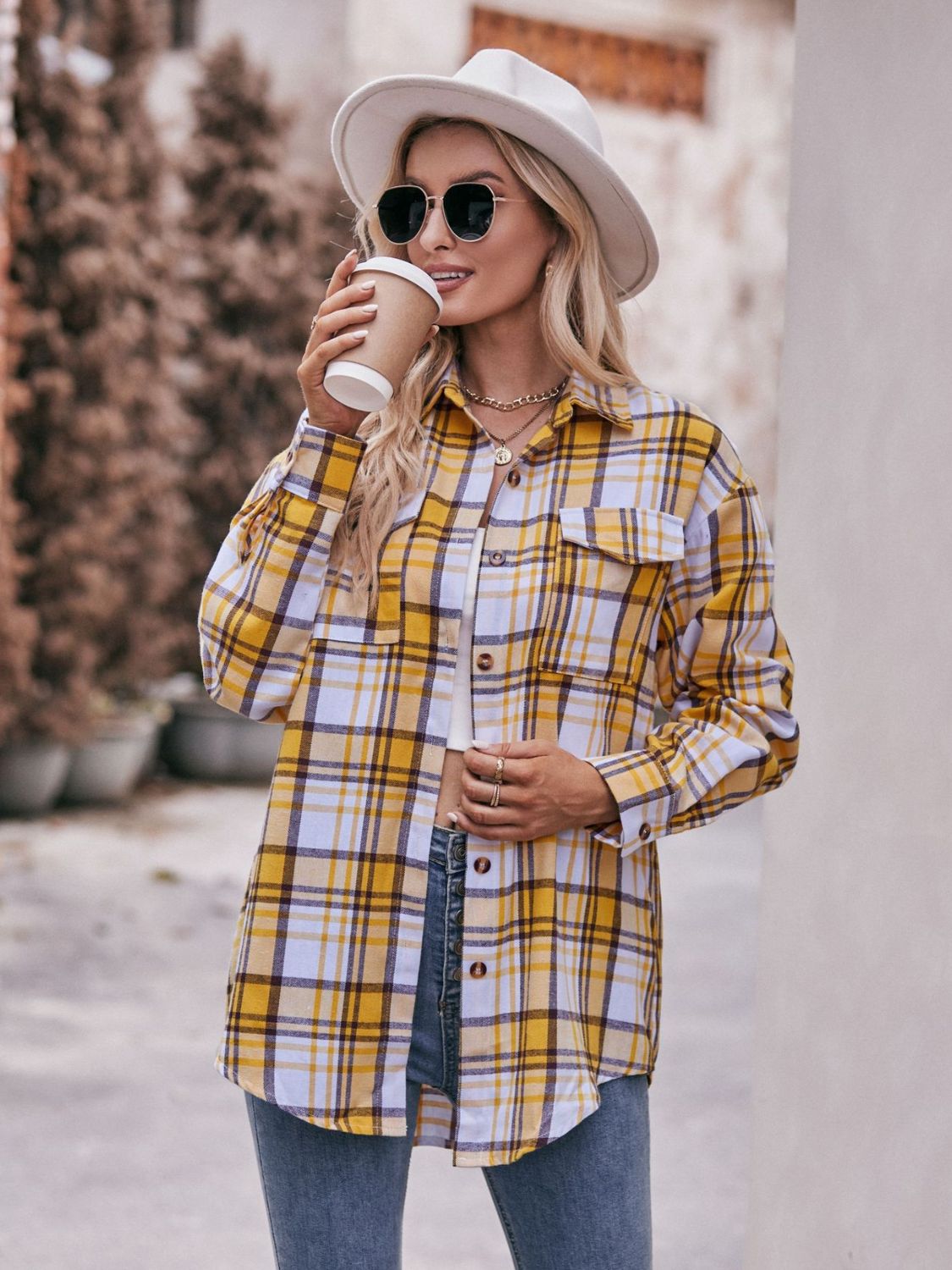 Plaid Dropped Shoulder Longline Shirt The Stout Steer
