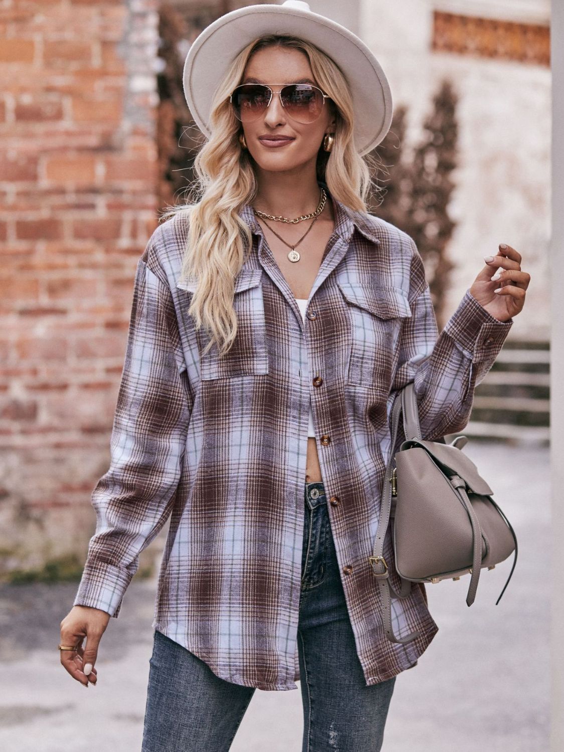 Plaid Dropped Shoulder Longline Shirt The Stout Steer