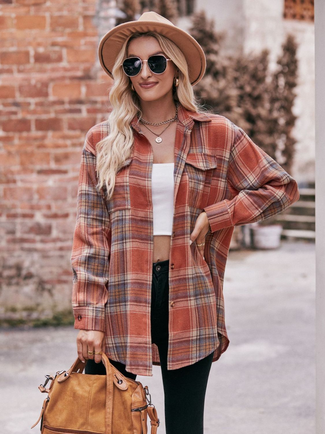 Plaid Dropped Shoulder Longline Shirt The Stout Steer