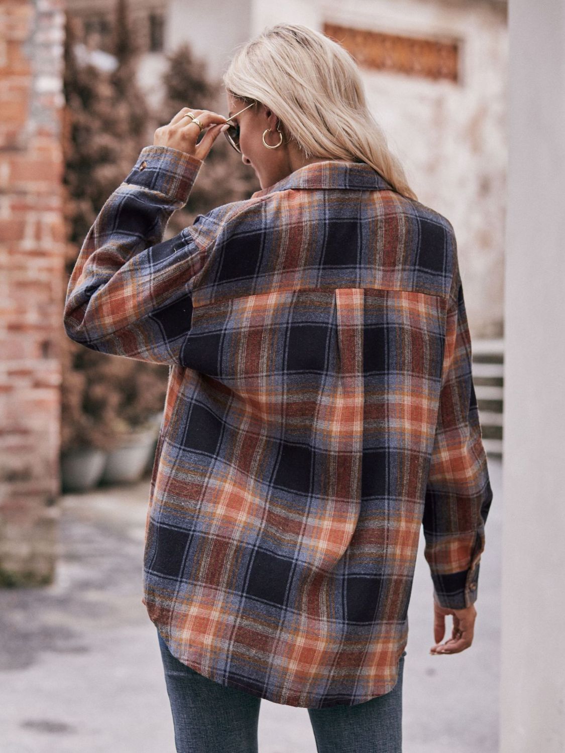 Plaid Dropped Shoulder Longline Shirt The Stout Steer