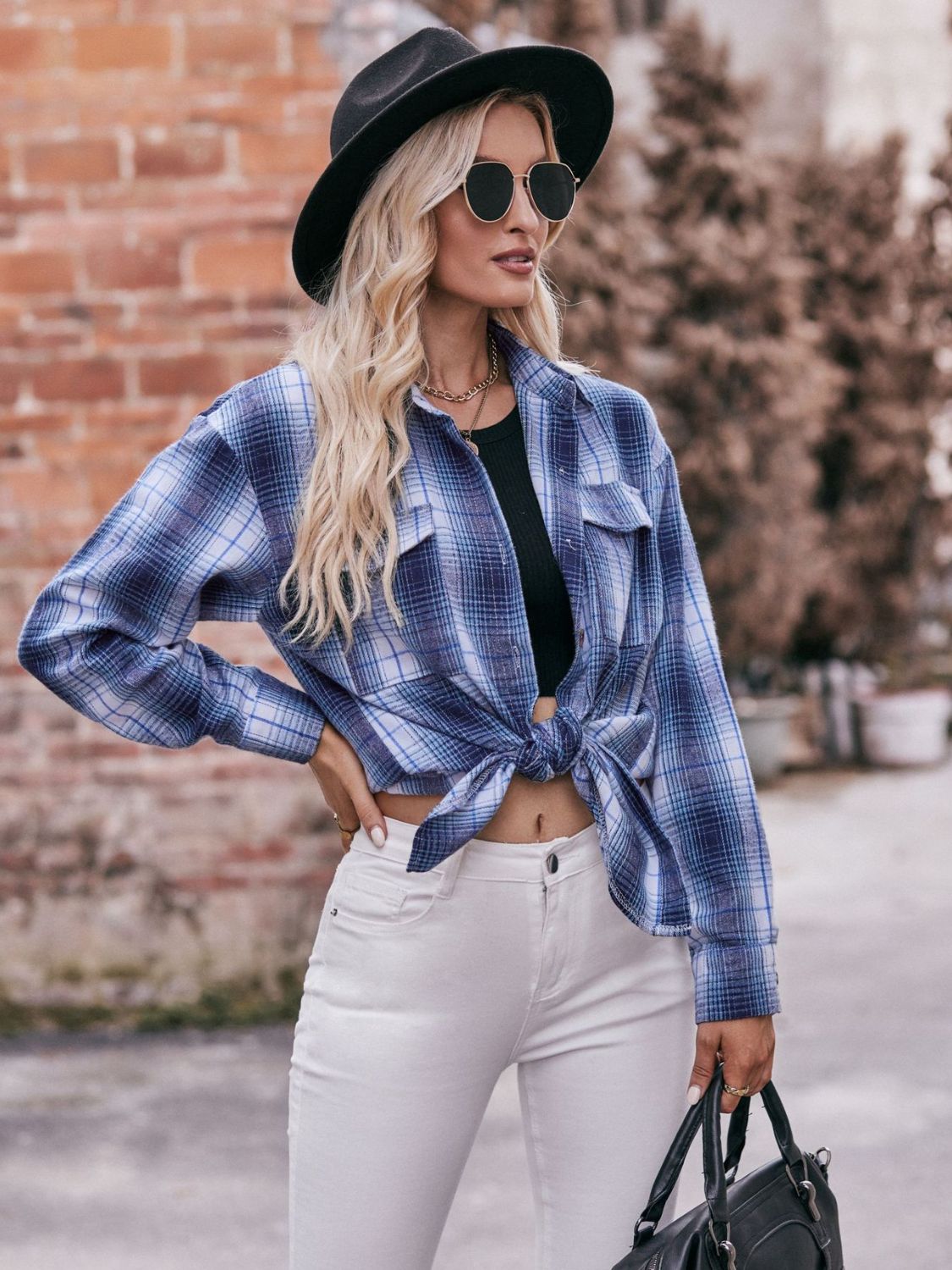 Plaid Dropped Shoulder Longline Shirt The Stout Steer