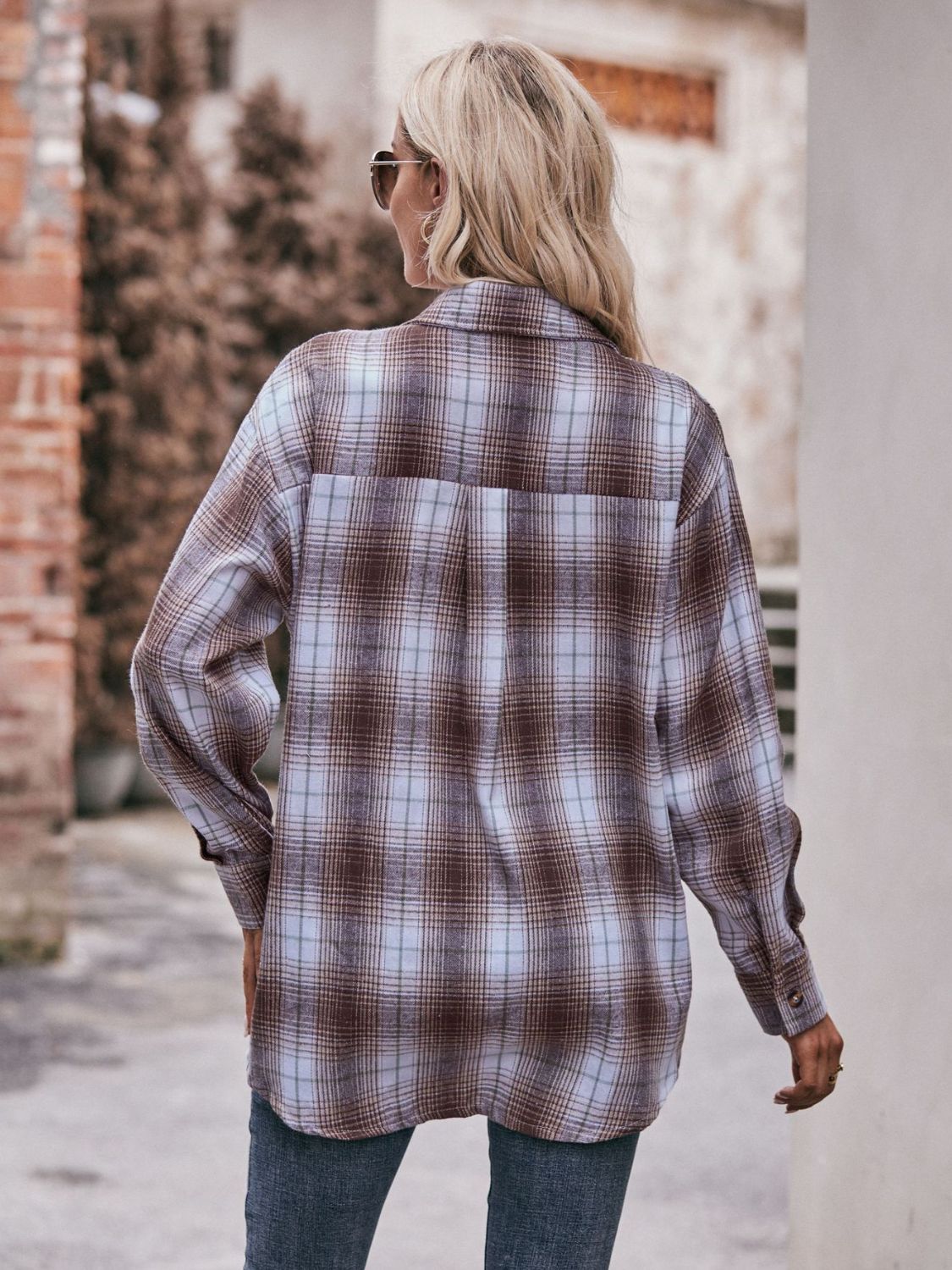 Plaid Dropped Shoulder Longline Shirt The Stout Steer