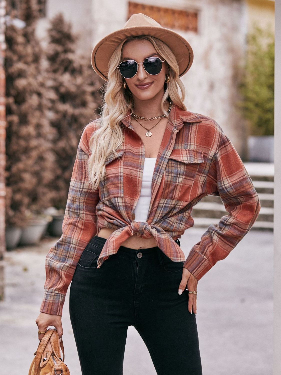 Plaid Dropped Shoulder Longline Shirt The Stout Steer