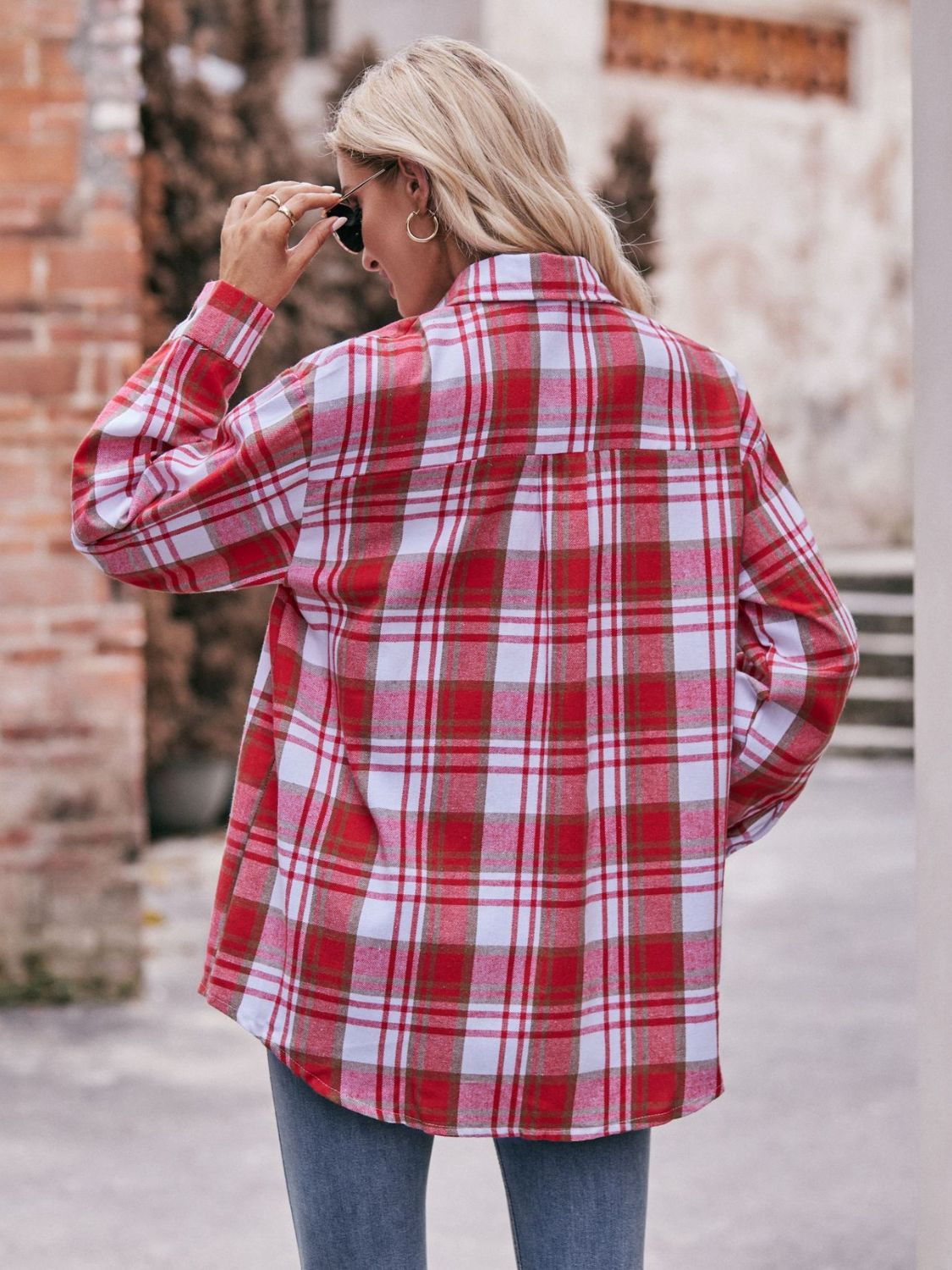 Plaid Dropped Shoulder Longline Shirt The Stout Steer