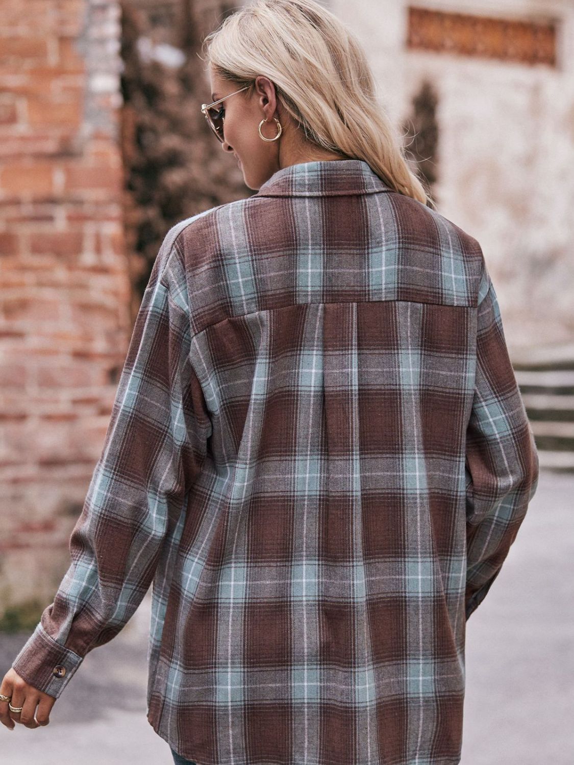 Plaid Dropped Shoulder Longline Shirt The Stout Steer