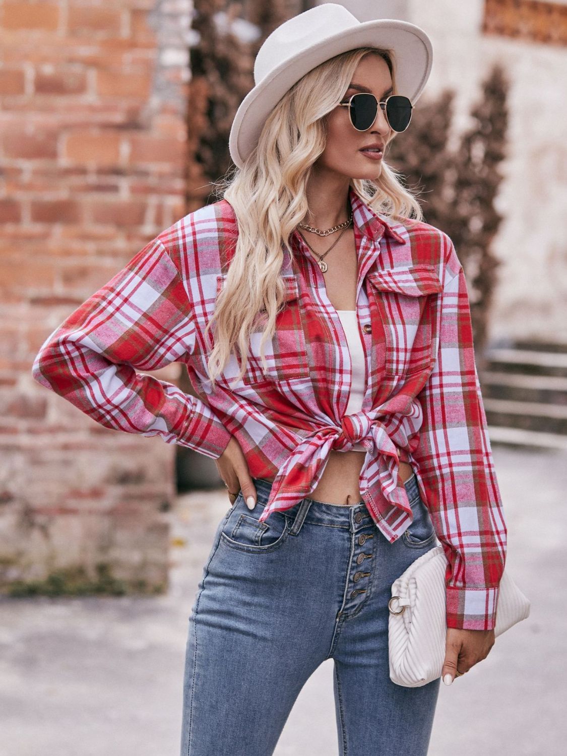 Plaid Dropped Shoulder Longline Shirt The Stout Steer