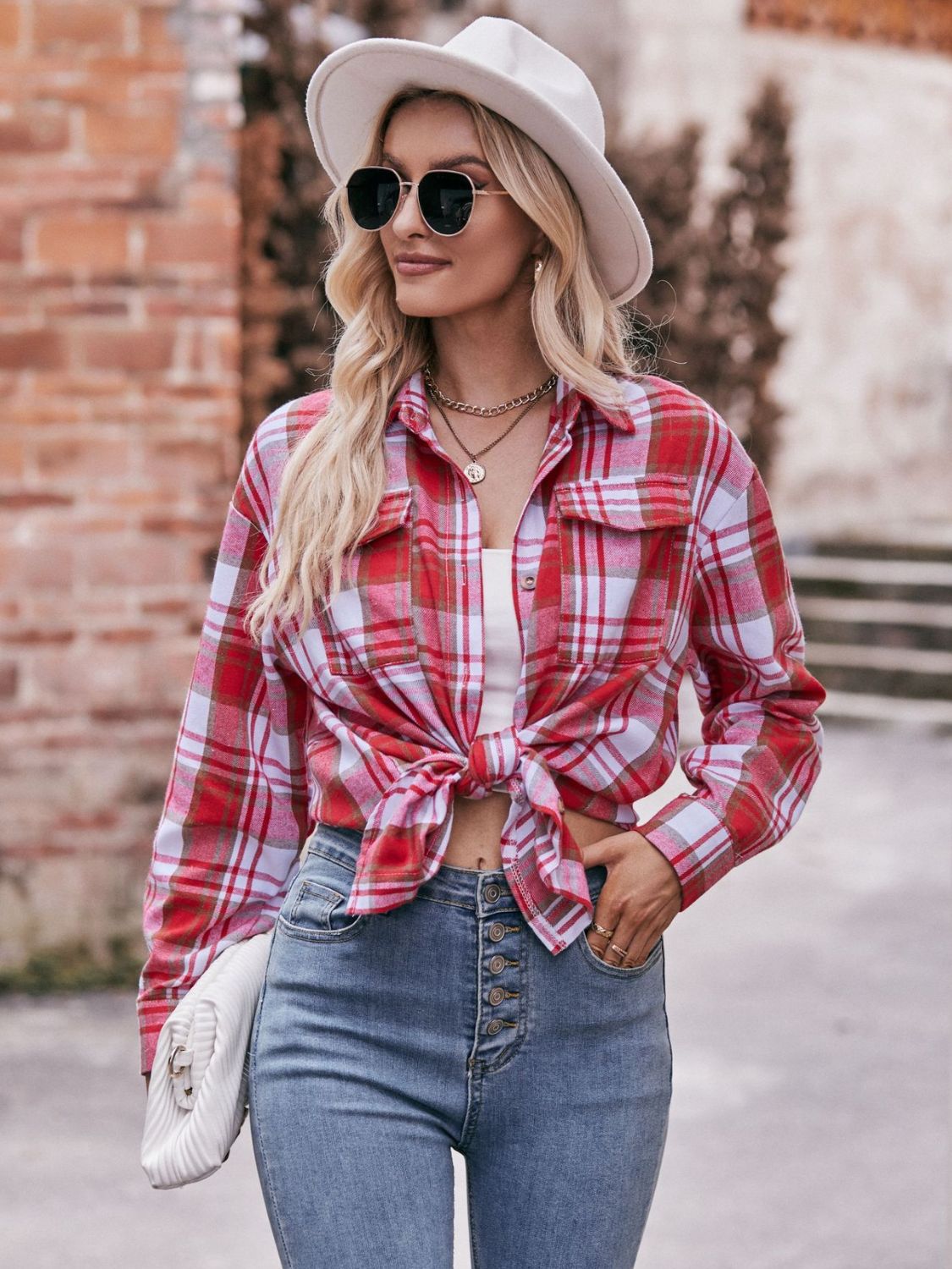 Plaid Dropped Shoulder Longline Shirt The Stout Steer