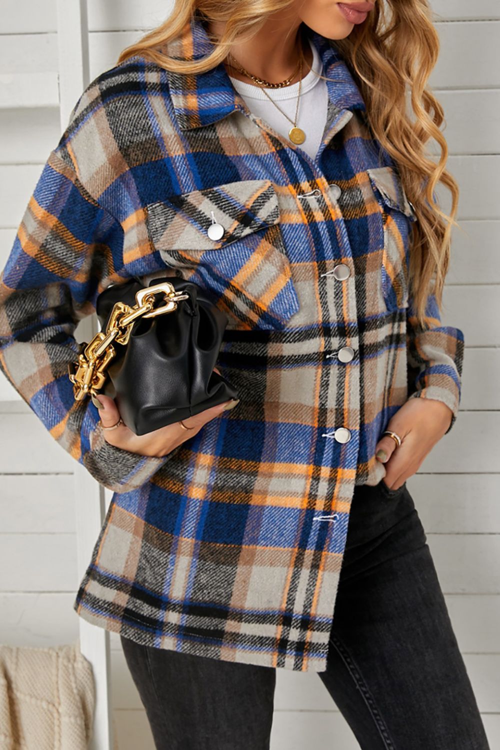 Plaid Pocketed Button Down Shacket The Stout Steer