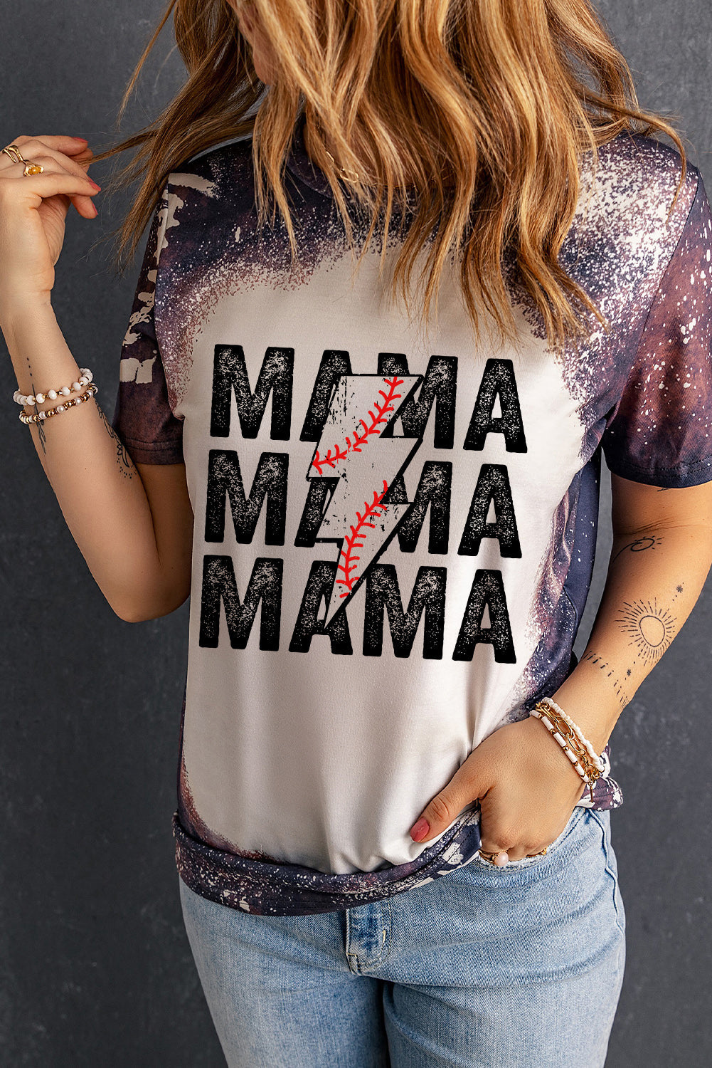 Printed MAMA Graphic Round Neck Tee The Stout Steer