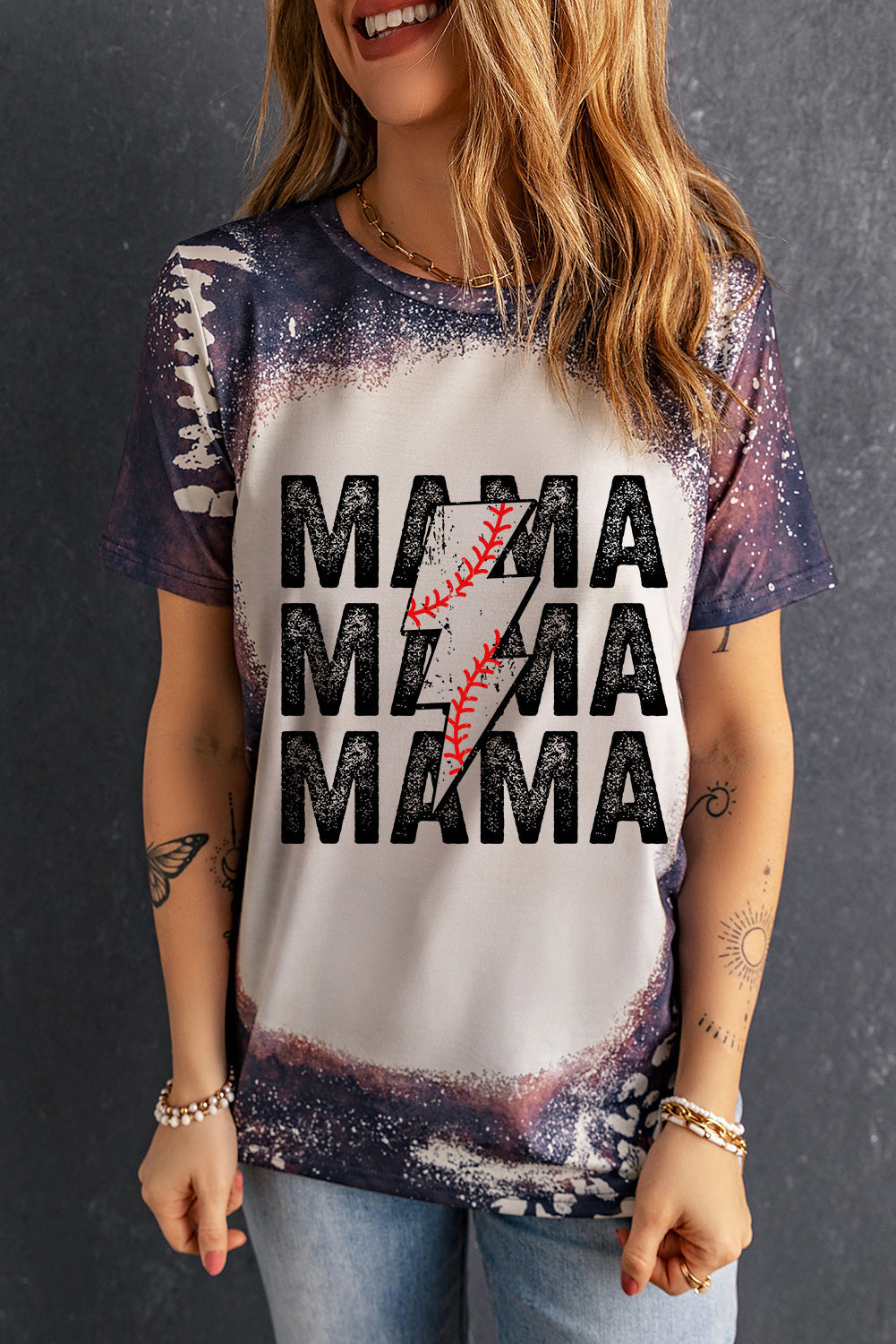 Printed MAMA Graphic Round Neck Tee The Stout Steer