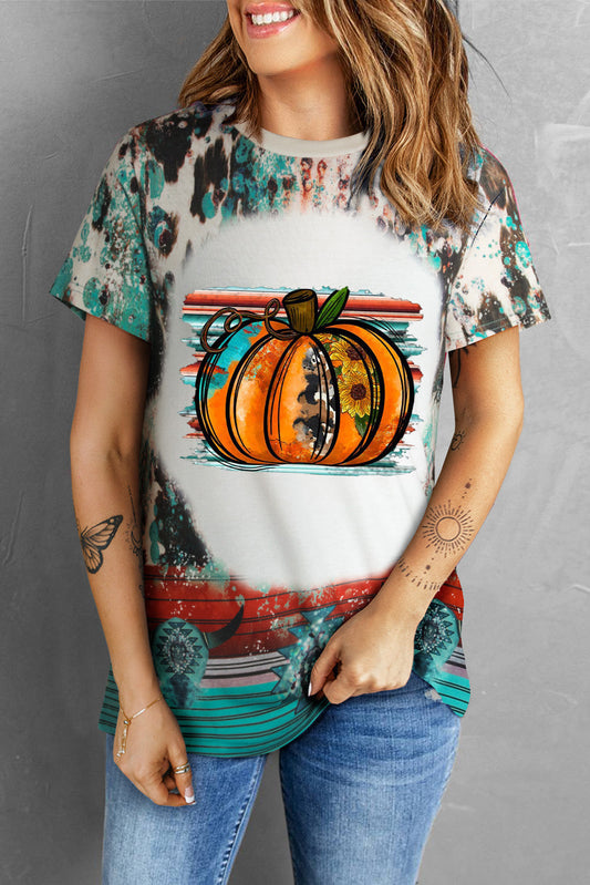 Pumpkin Graphic Round Neck Short Sleeve Tee The Stout Steer