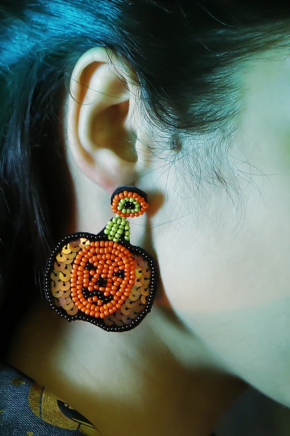 Pumpkin Shape Beaded Dangle Earrings The Stout Steer