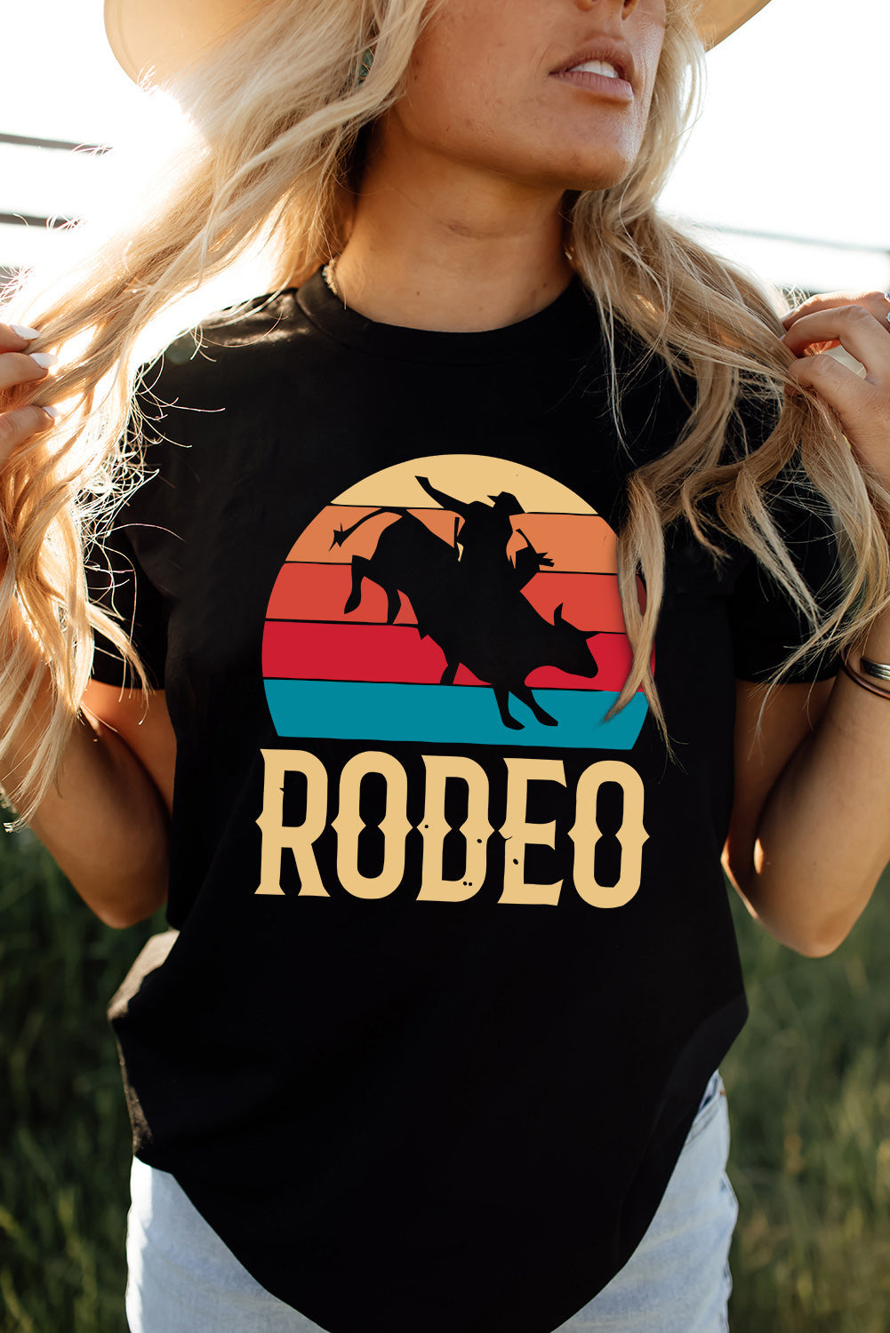 RODEO Graphic Round Neck Short Sleeve Tee The Stout Steer