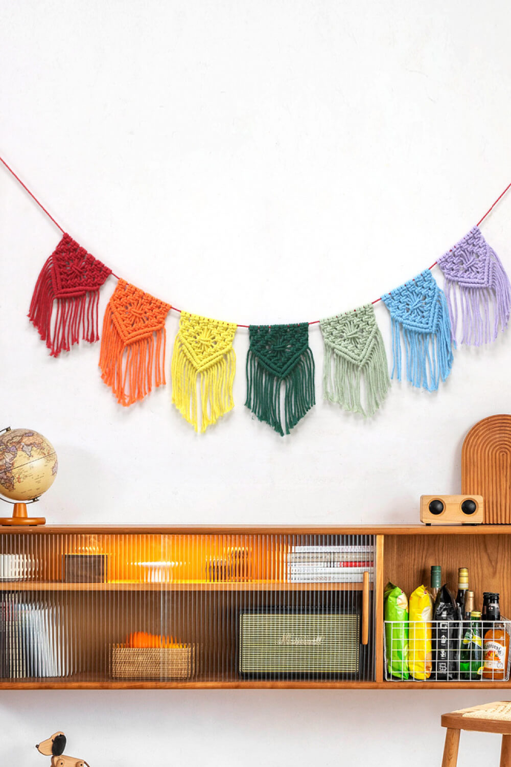 Rainbow Fringe Macrame Banner The Stout Steer