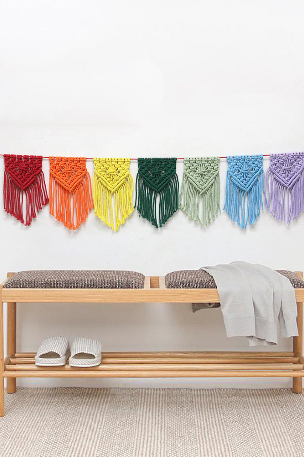 Rainbow Fringe Macrame Banner The Stout Steer