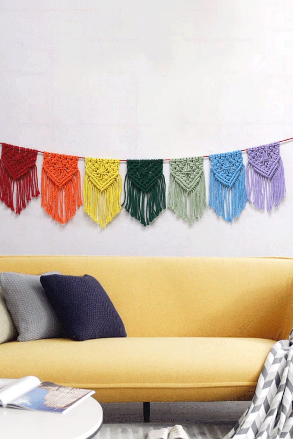 Rainbow Fringe Macrame Banner The Stout Steer