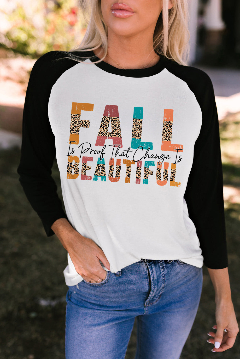 Round Neck Long Sleeve FALL IS PROOF THAT CHANGE IS BEAUTIFUL Graphic Tee The Stout Steer