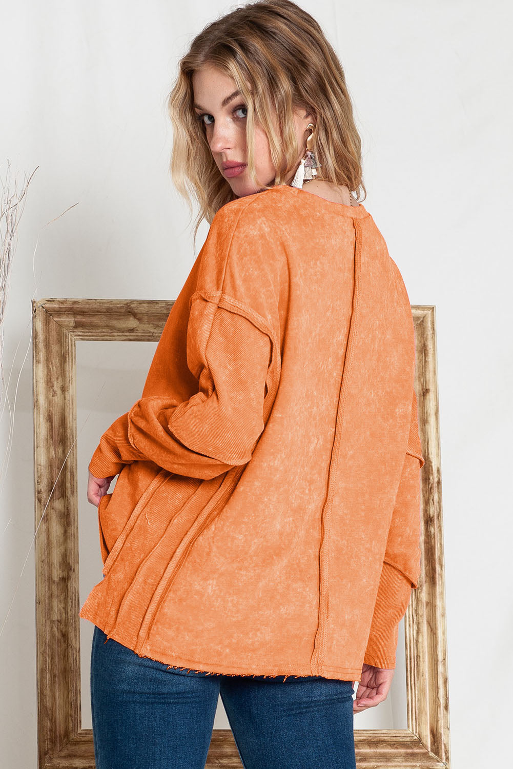 Round Neck Long Sleeve Jack-O'-Lantern Graphic Blouse The Stout Steer