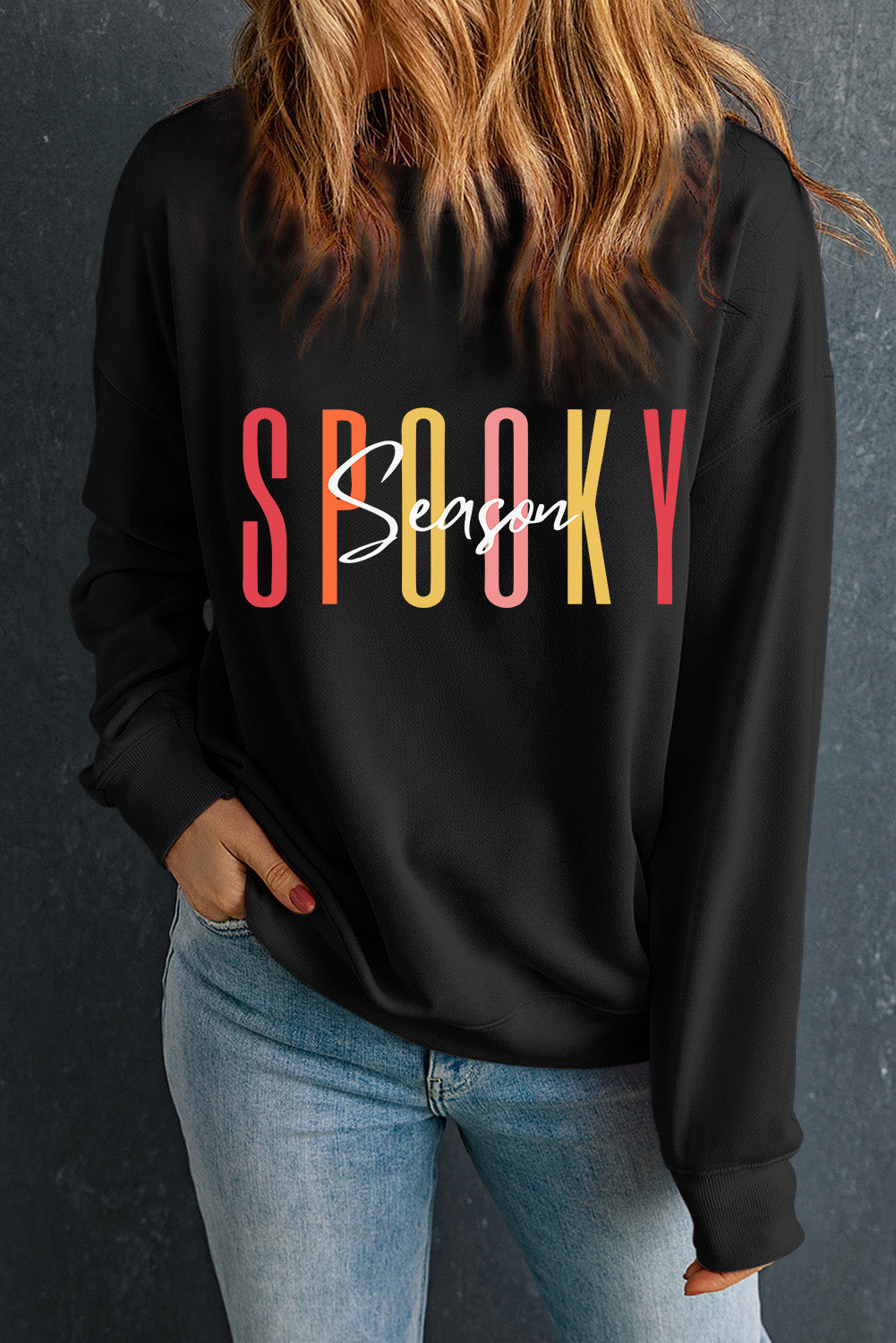 Round Neck Long Sleeve SPOOKY SEASON Graphic Sweatshirt The Stout Steer