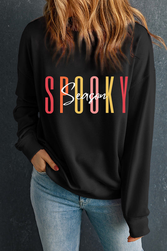 Round Neck Long Sleeve SPOOKY SEASON Graphic Sweatshirt The Stout Steer