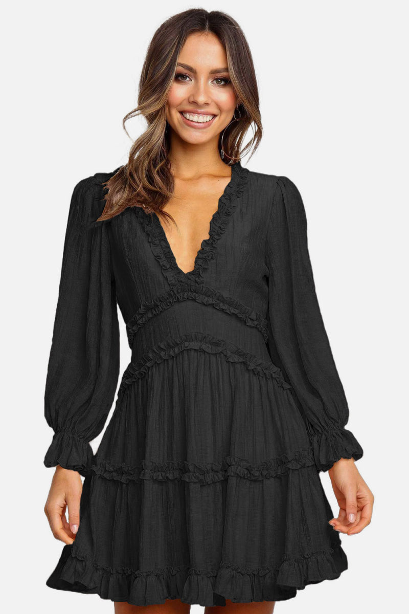 Ruffle Detailing Open Back Dress The Stout Steer