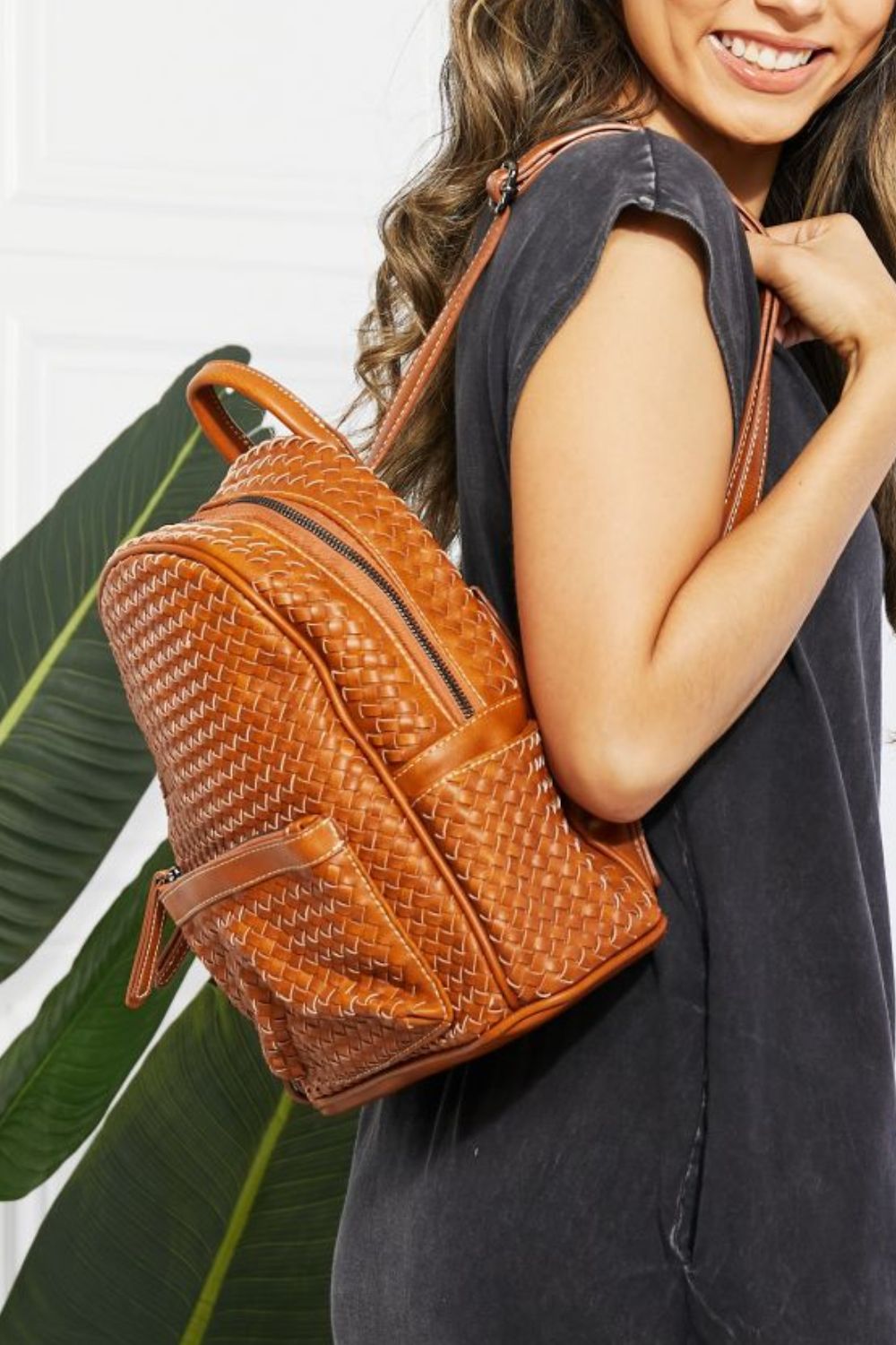 SHOMICO Certainly Chic Faux Leather Woven Backpack The Stout Steer
