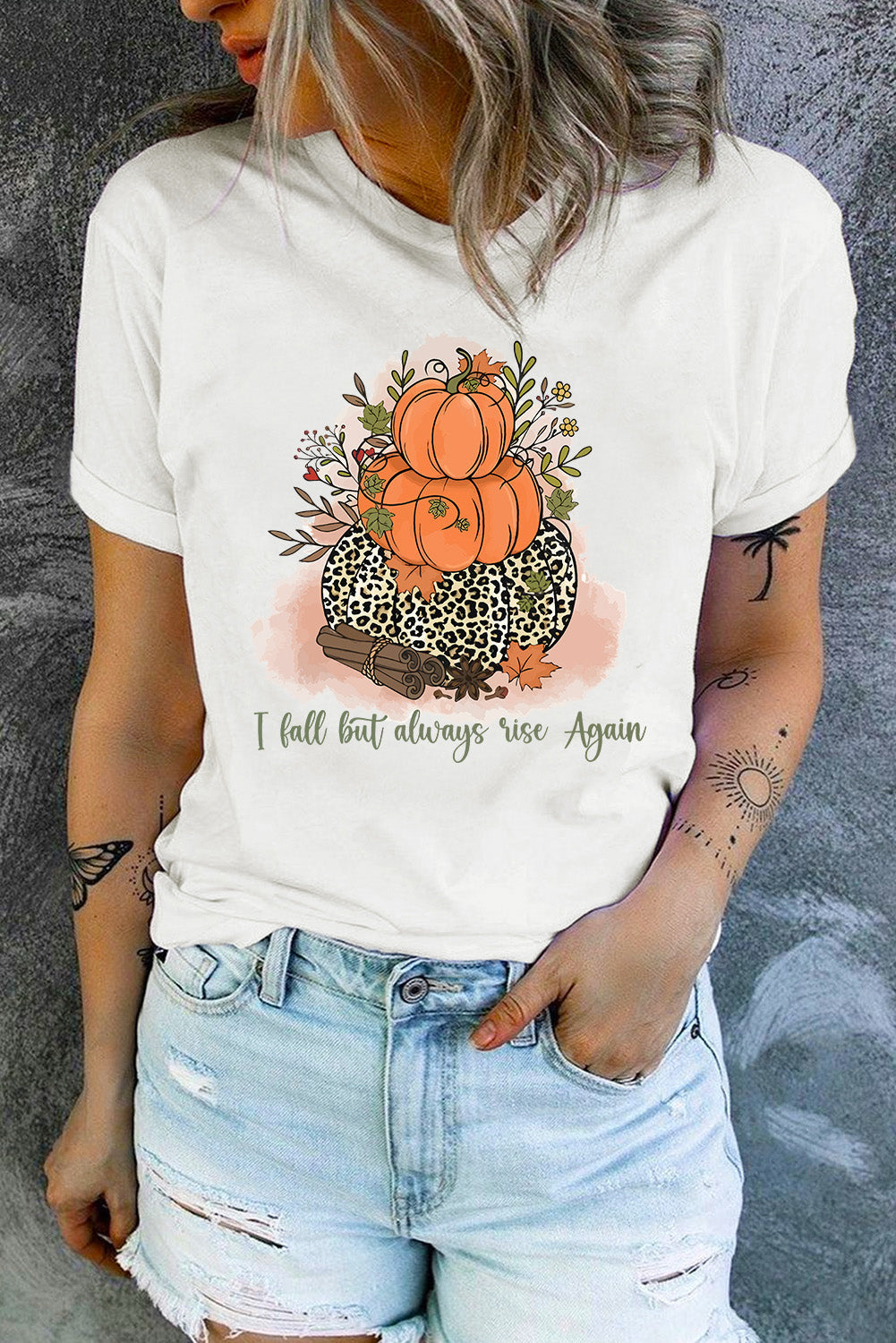 Short Sleeve Round Neck Pumpkin Graphic Tee The Stout Steer