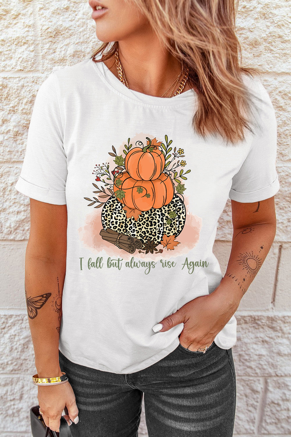 Short Sleeve Round Neck Pumpkin Graphic Tee The Stout Steer