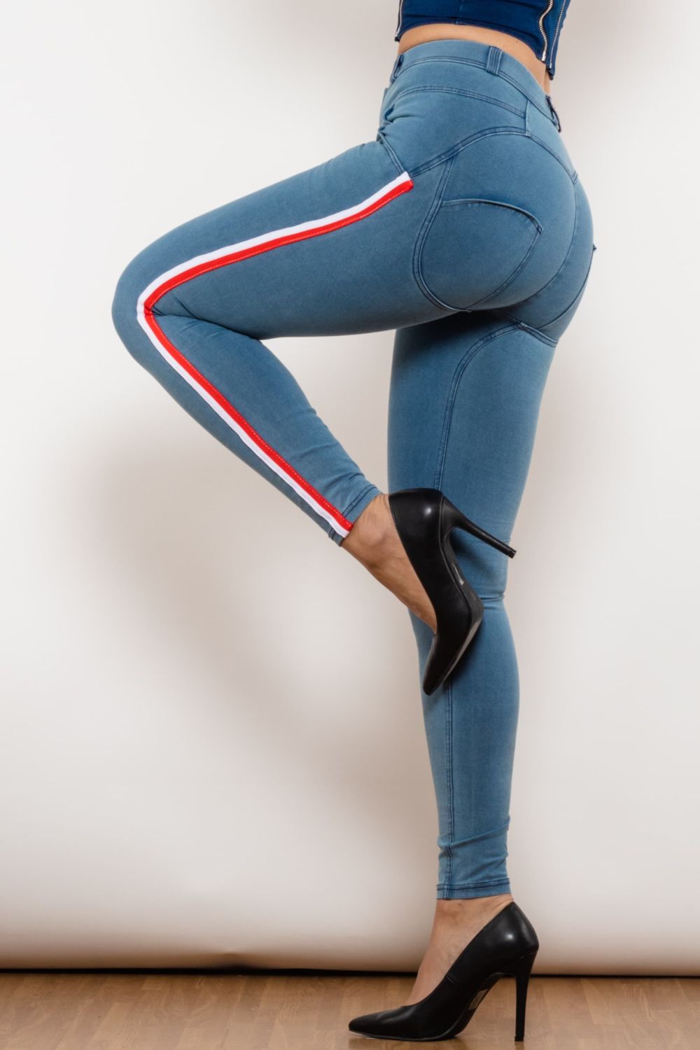 Side Stripe Contrast Buttoned Skinny Jeans The Stout Steer