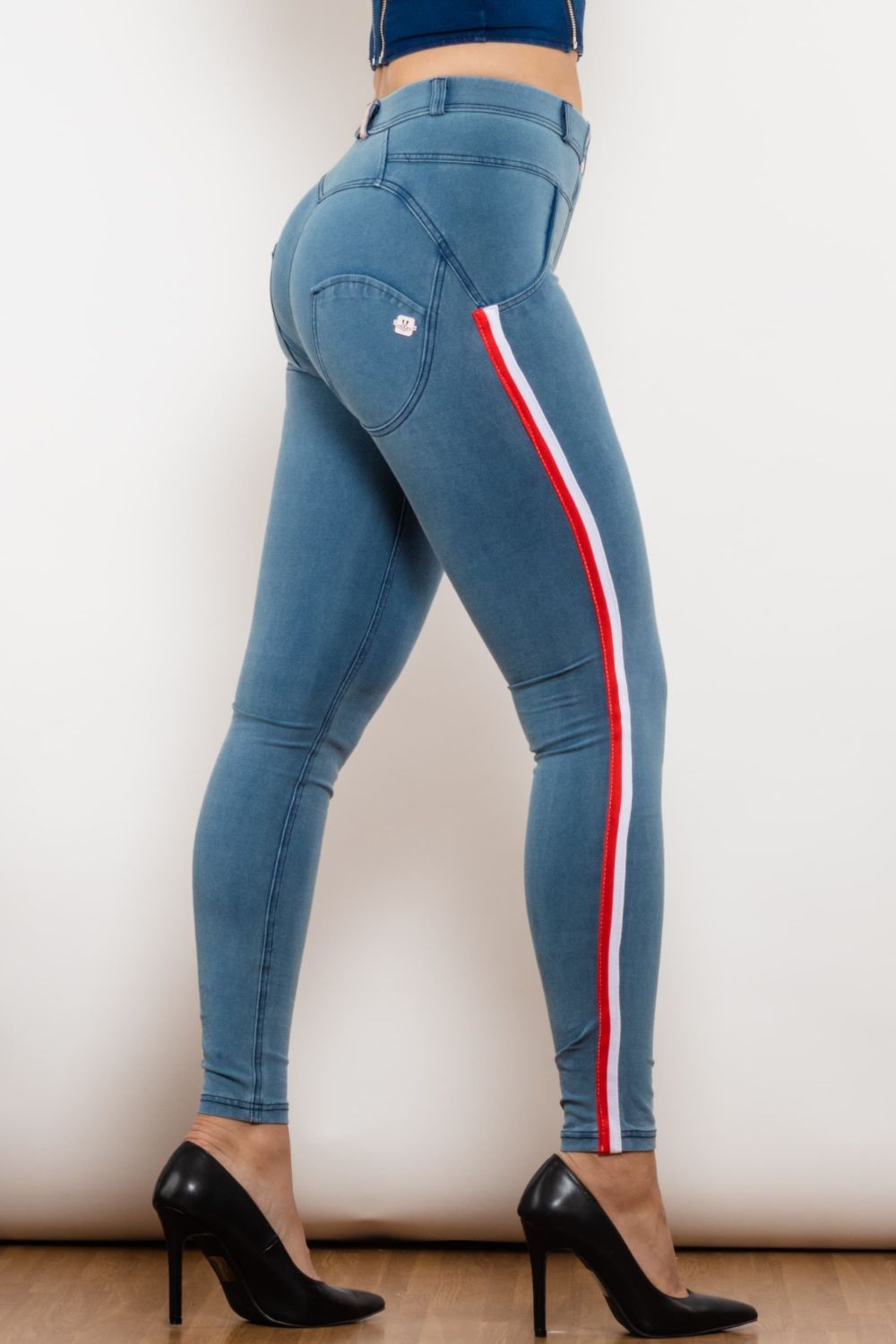 Side Stripe Contrast Buttoned Skinny Jeans The Stout Steer