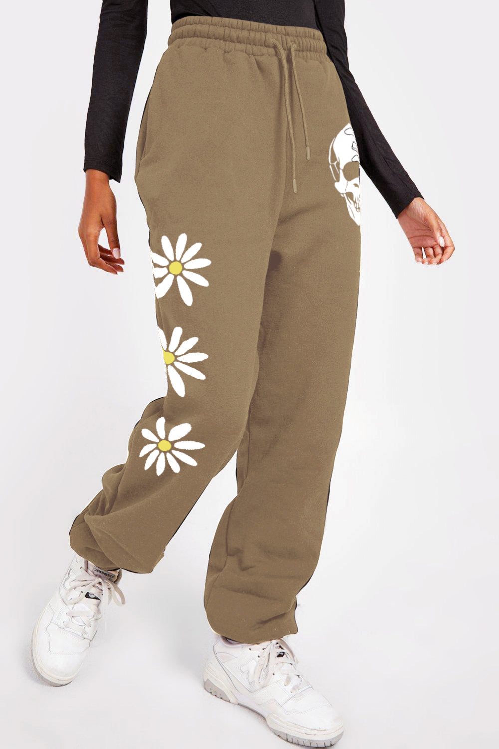 Simply Love Simply Love Full Size Drawstring Flower & Skull Graphic Long Sweatpants The Stout Steer