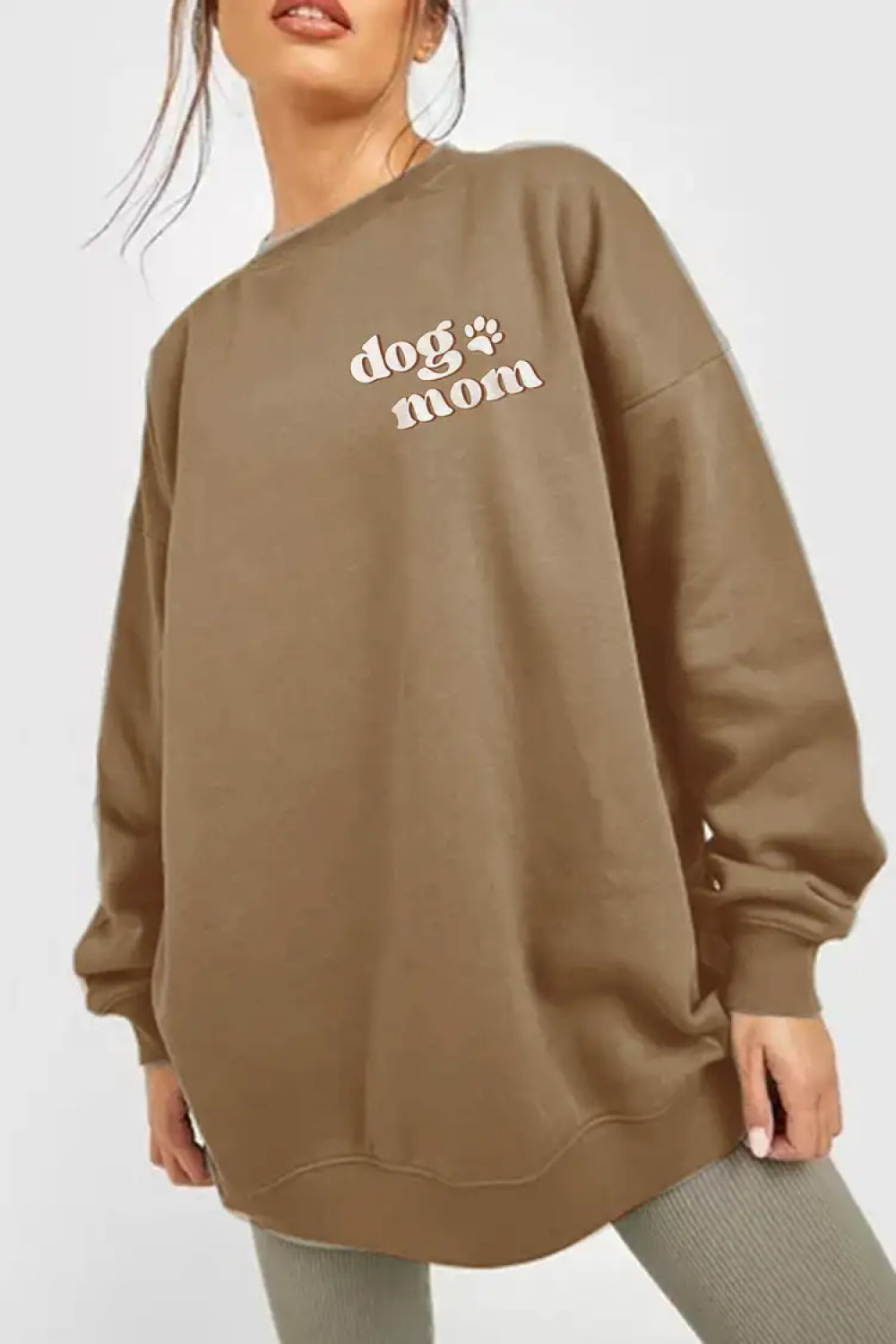 Simply Love Simply Love Full Size Round Neck Dropped Shoulder DOG MOM Graphic Sweatshirt The Stout Steer