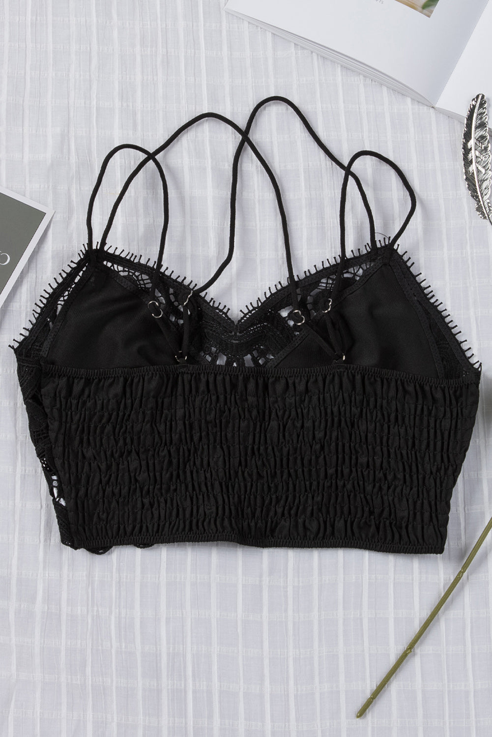 Smocked Eyelash Trim Lace Bralette The Stout Steer