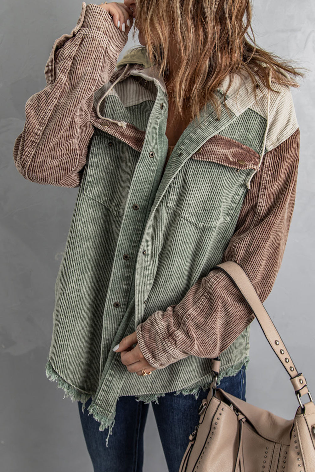 Snap Front Hooded Corduroy Shacket The Stout Steer