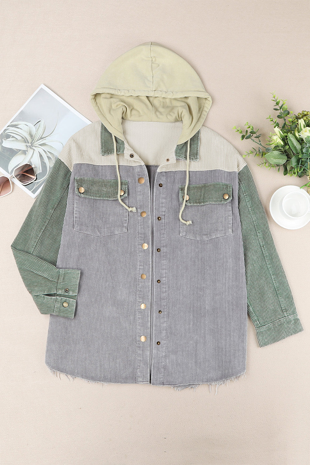 Snap Front Hooded Corduroy Shacket The Stout Steer