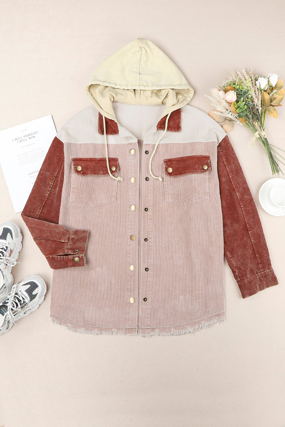 Snap Front Hooded Corduroy Shacket The Stout Steer