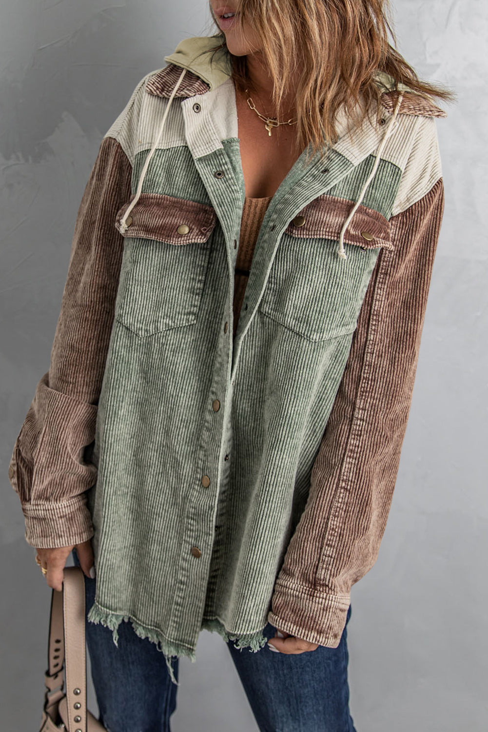 Snap Front Hooded Corduroy Shacket The Stout Steer
