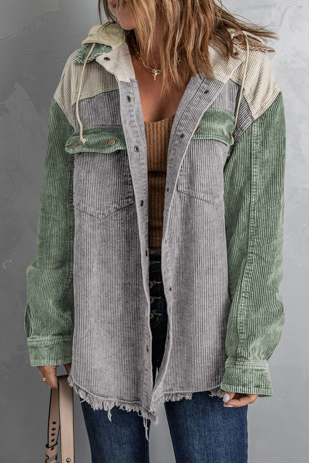 Snap Front Hooded Corduroy Shacket The Stout Steer