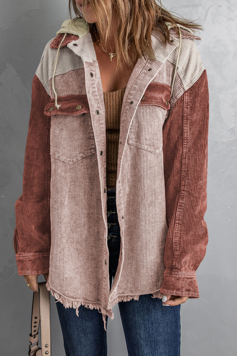 Snap Front Hooded Corduroy Shacket The Stout Steer