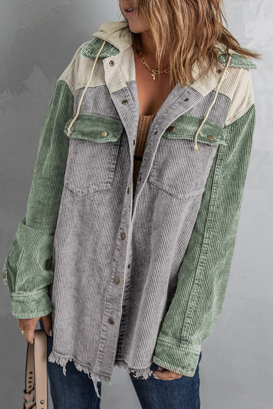 Snap Front Hooded Corduroy Shacket The Stout Steer