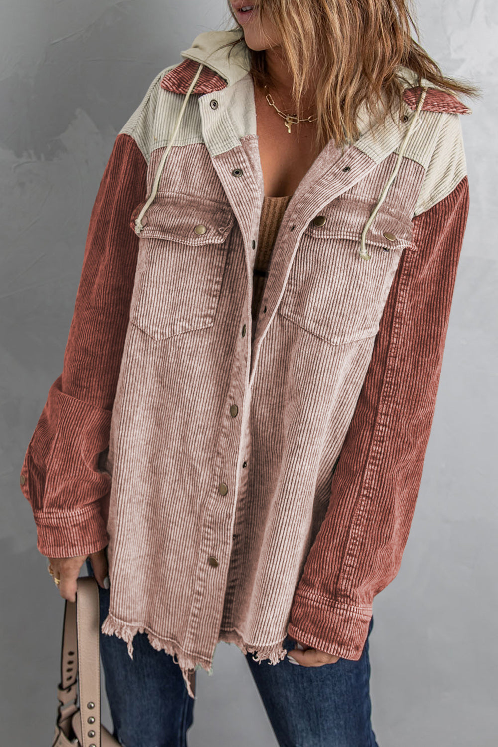 Snap Front Hooded Corduroy Shacket The Stout Steer