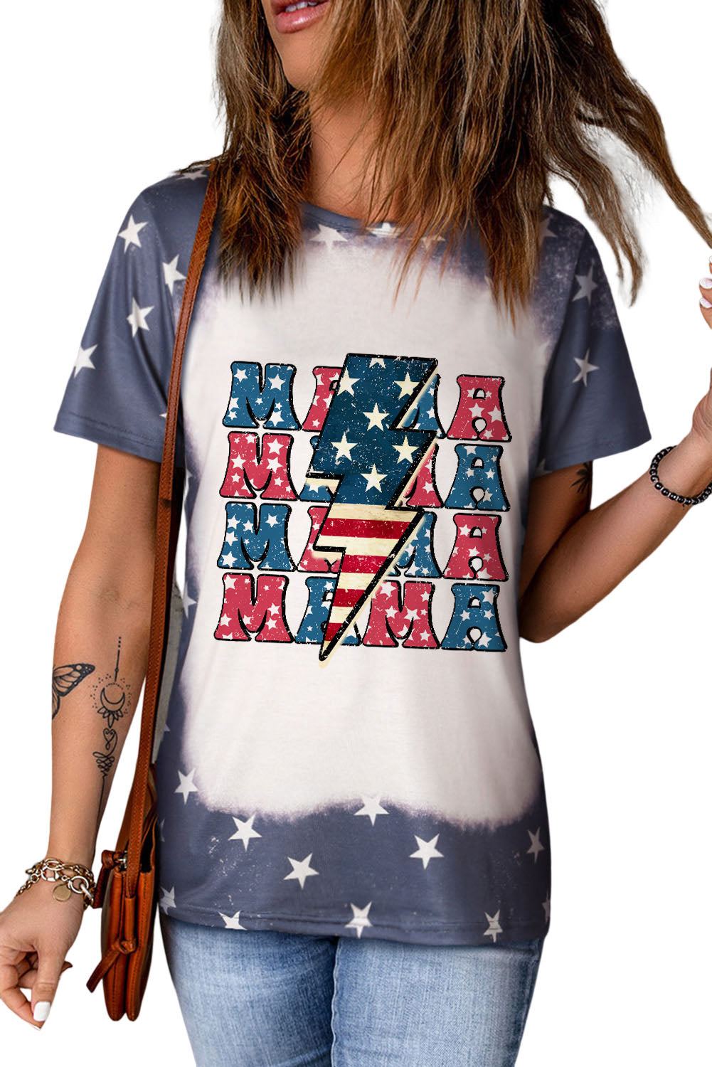 Star Print Graphic Round Neck Tee The Stout Steer